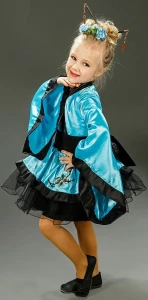 Карнавальный костюм «Японка» (в голубом) для девочки