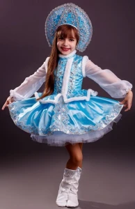 Карнавальный костюм «Русская Красавица» (в голубом) для девочки