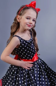 Детское Нарядное Платье «Стиляга» (в горошек) для девочек