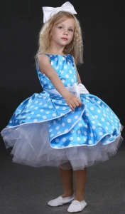 Детское Нарядное Платье «Голубое» (в горох) для девочек