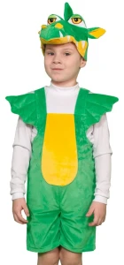 Карнавальный костюм «Дракончик» (зелёный) детский