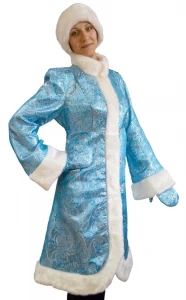 Новогодний костюм «Снегурочка» (бирюзовая) парча женский