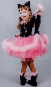 Маскарадный костюм «Кошка» (в розовом) для девочки