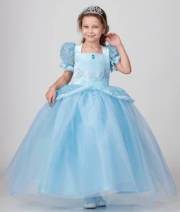 Карнавальный костюм Принцесса «Золушка» (голубая) для девочки