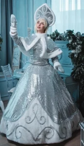 Аниматорский костюм «Снегурочка» (серебро) женский