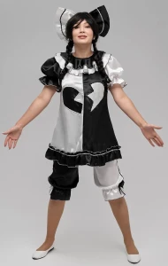 Аниматорский костюм «Клоунесса» (черно-белая) женский