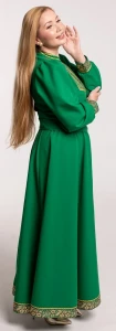 Платье «Русское Народное» зелёное с золотом
