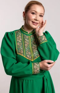 Платье «Русское Народное» зелёное с золотом