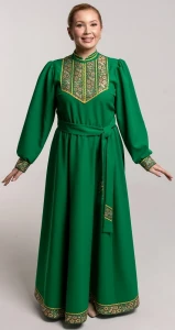 Платье «Русское Народное» зелёное с золотом