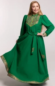 Платье «Русское Народное» зелёное с золотом