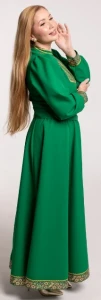 Платье «Русское Народное» зелёное с золотом