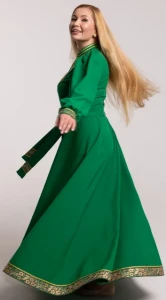 Платье «Русское Народное» зелёное с золотом