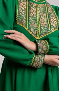 Платье «Русское Народное» зелёное с золотом