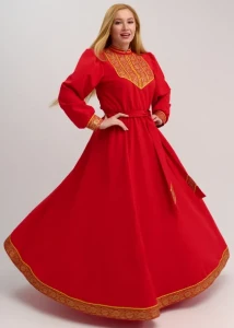 Платье «Русское Народное» красное с золотом
