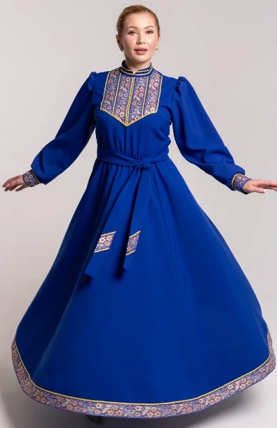 Платье «Русское Народное» синее с золотом