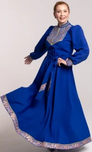 Платье «Русское Народное» синее с золотом