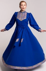 Платье «Русское Народное» синее с золотом