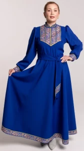 Платье «Русское Народное» синее с золотом