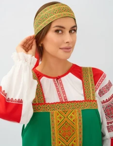 Русский Народный костюм «Алёнушка» зелёный