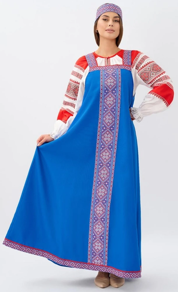 Русский Народный костюм «Алёнушка» синий