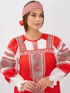Русский Народный костюм «Алёнушка» красный