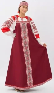 Русский Народный костюм «Алёнушка» бордовый