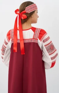 Русский Народный костюм «Алёнушка» бордовый