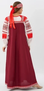 Русский Народный костюм «Алёнушка» бордовый