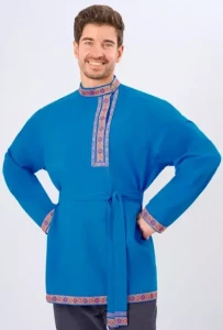 Русская Народная Рубаха «Косоворотка» синяя