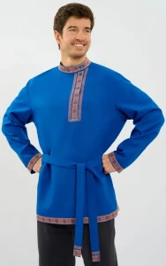 Русская Народная Рубаха «Косоворотка» синяя