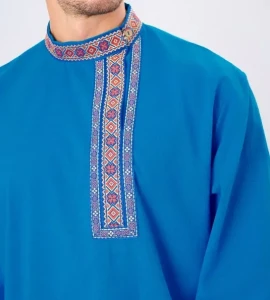 Русская Народная Рубаха «Косоворотка» синяя