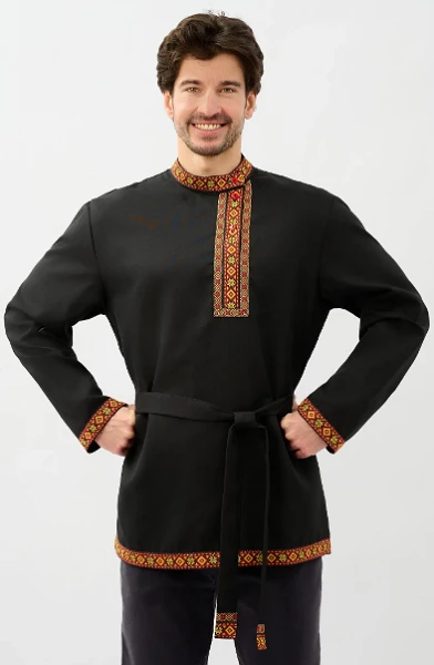 Русская Народная Рубаха «Косоворотка» чёрная
