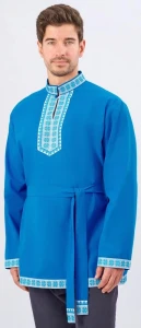 Русская Народная Рубаха «Косоворотка» голубая