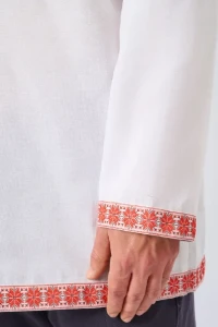 Русская Народная Рубаха «Косоворотка» бело-красная