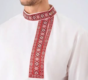 Рубаха Русская Народная «Косоворотка» бело-красная