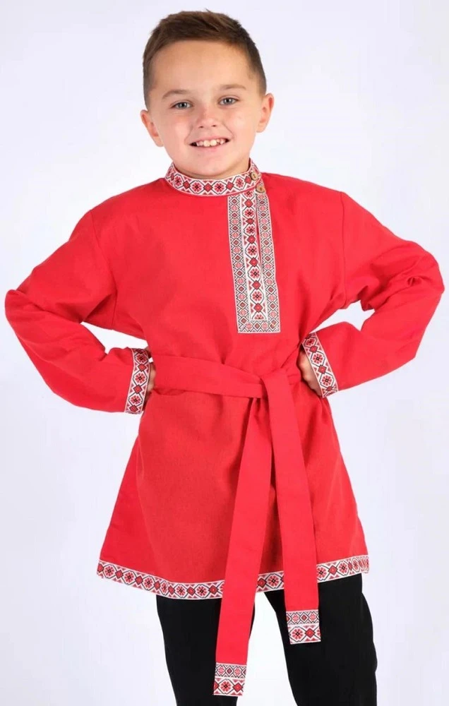 Русская Народная Рубаха «Косоворотка» (красная) детская