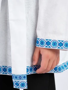 Детская Русская Народная Рубаха «Косоворотка» бело-голубая