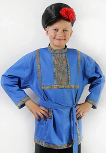 Детская Русская Народная Рубаха «Косоворотка» синяя