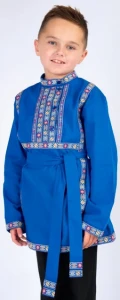 Детская Русская Народная Рубаха «Косоворотка» синяя
