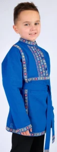 Детская Русская Народная Рубаха «Косоворотка» синяя