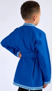 Детская Русская Народная Рубаха «Косоворотка» сине-голубая