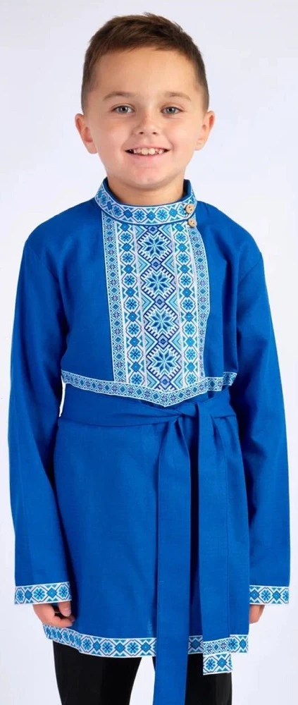 Детская Рубаха «Косоворотка» сине-голубая
