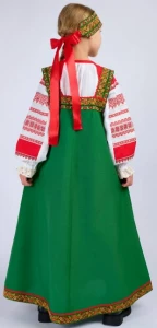 Детский Русский Народный костюм «Алёнушка» зелёный