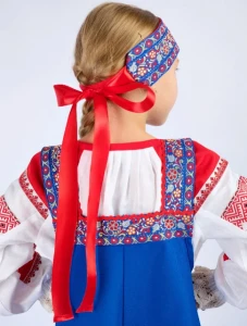 Детский Русский Народный костюм «Алёнушка» синий