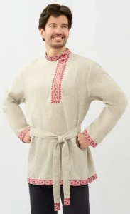Рубаха Русская Народная «Косоворотка» бежевая